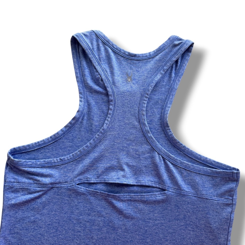 Spyder Active Women's M Light Heather Blue High Neck Cutout Racerback Tank SP314